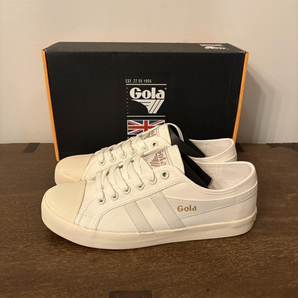Gola Shoes Womens Size 8 White Canvas Coaster Vegan Sneakers CLA174AW206